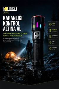  K-Lite serisi KL-5142 Şarjlı Ultra güçlü Çok Fonksiyonlu Dijital Profesyonel El feneri